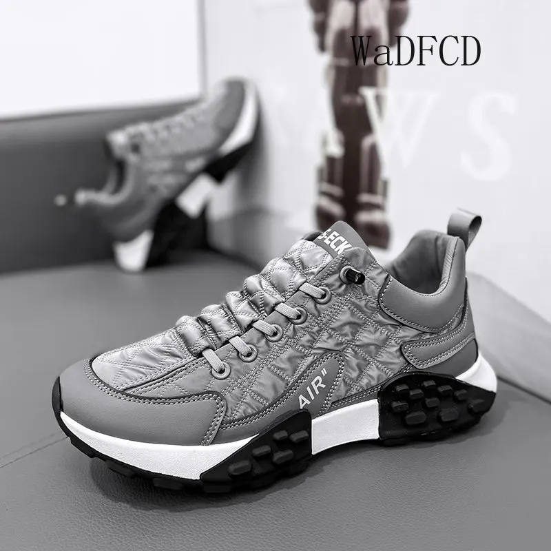 Chunky Sneaker Men Winter Plush Board Shoes Fashion Casual Microfiber Leather Down Upper Height Increased Platform Running Shoes