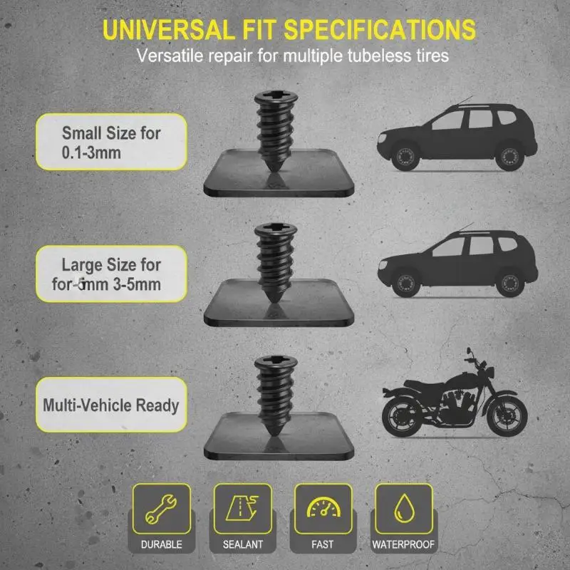 Tire Repair Rubber Nails 10/20Pcs Universal Fit Fast Emergency Fix Tool for Car Motorcycle E-Bike ATV Truck
