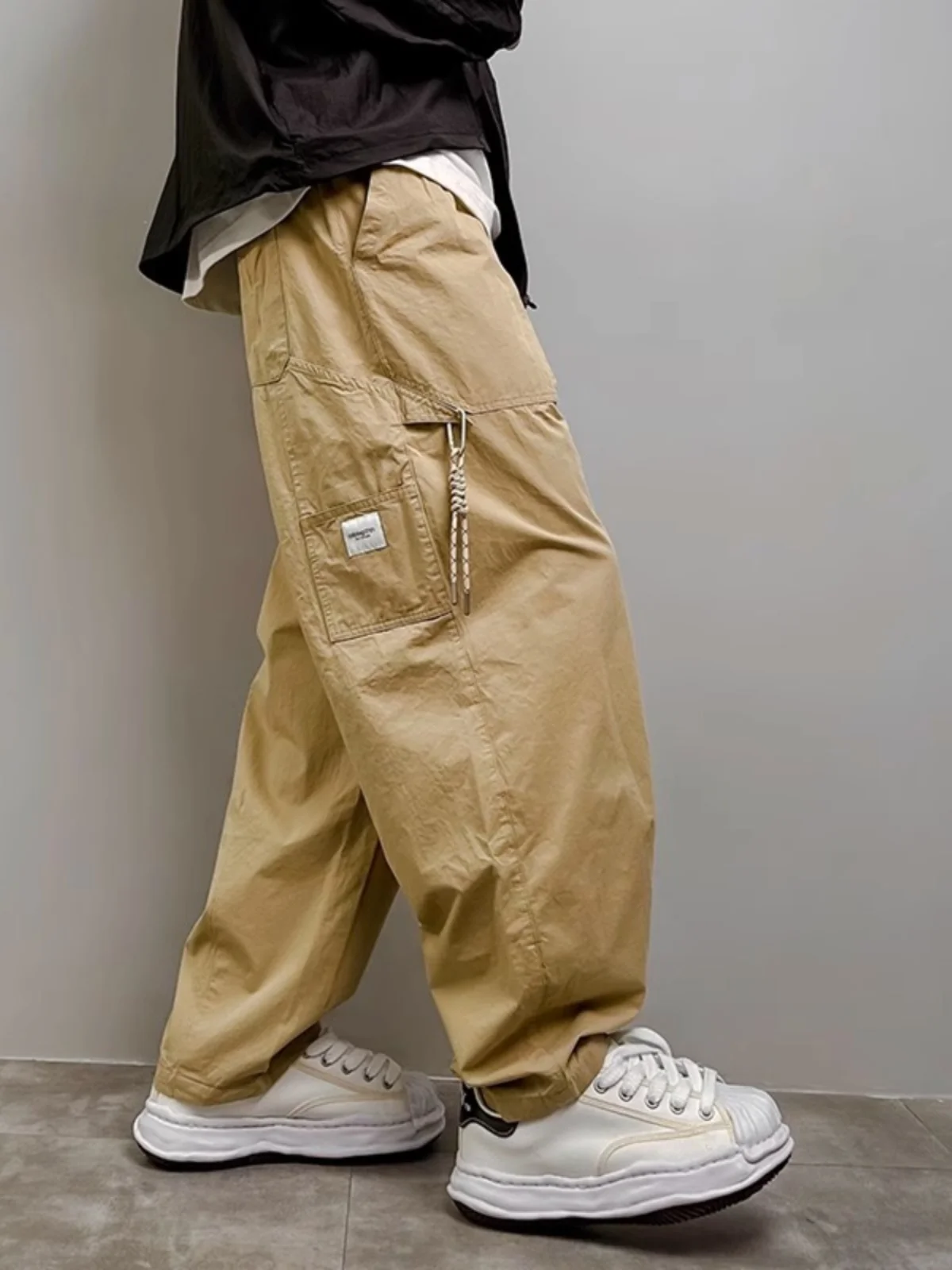 Loose Straight Leg Workwear Trousers for Men Casual Vintage Japanese Style Autumn Fashion High Waist Cotton No Ironing Needed