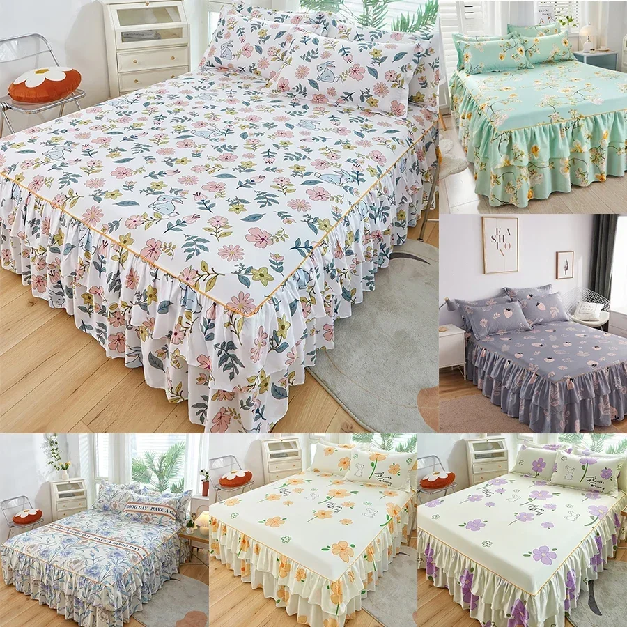 Copriletto in stile pastorale colchas de cama matrimonial Gonna letto doppia in pizzo King Lenzuola Gonne (la federa ha bisogno di ordinare)