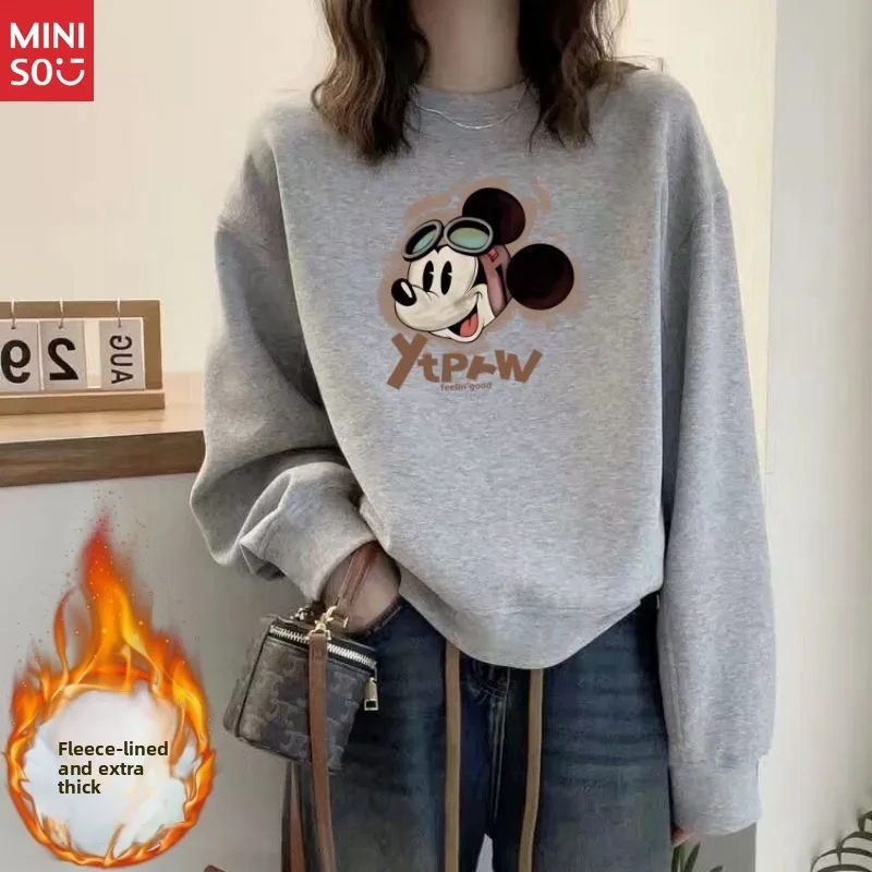 Disney American Vintage Sweatshirt, Plush Fleece Oversized Pullover for Women