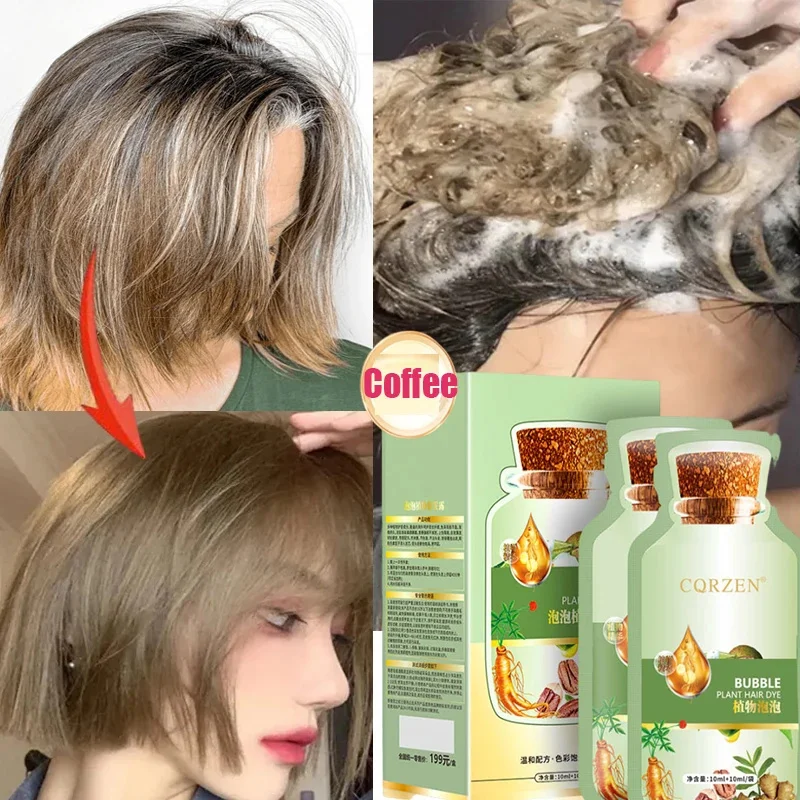 Champú de tinte para el cabello a base de hierbas naturales puras para hombres y mujeres, 5 minutos de cambio de Color del cabello, reparación no irritante, gris, blanco, cuidado del cabello de moda