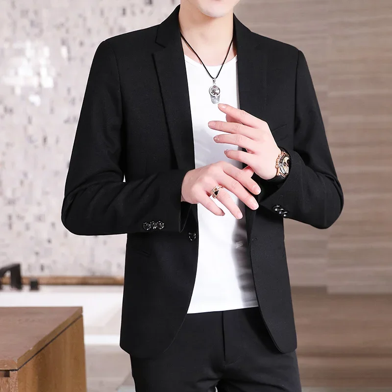 

Мужской модный, крутой и модный повседневный деловой маленький пиджак в корейском стиле, топ, одинарный костюм, новинка осени и зимы