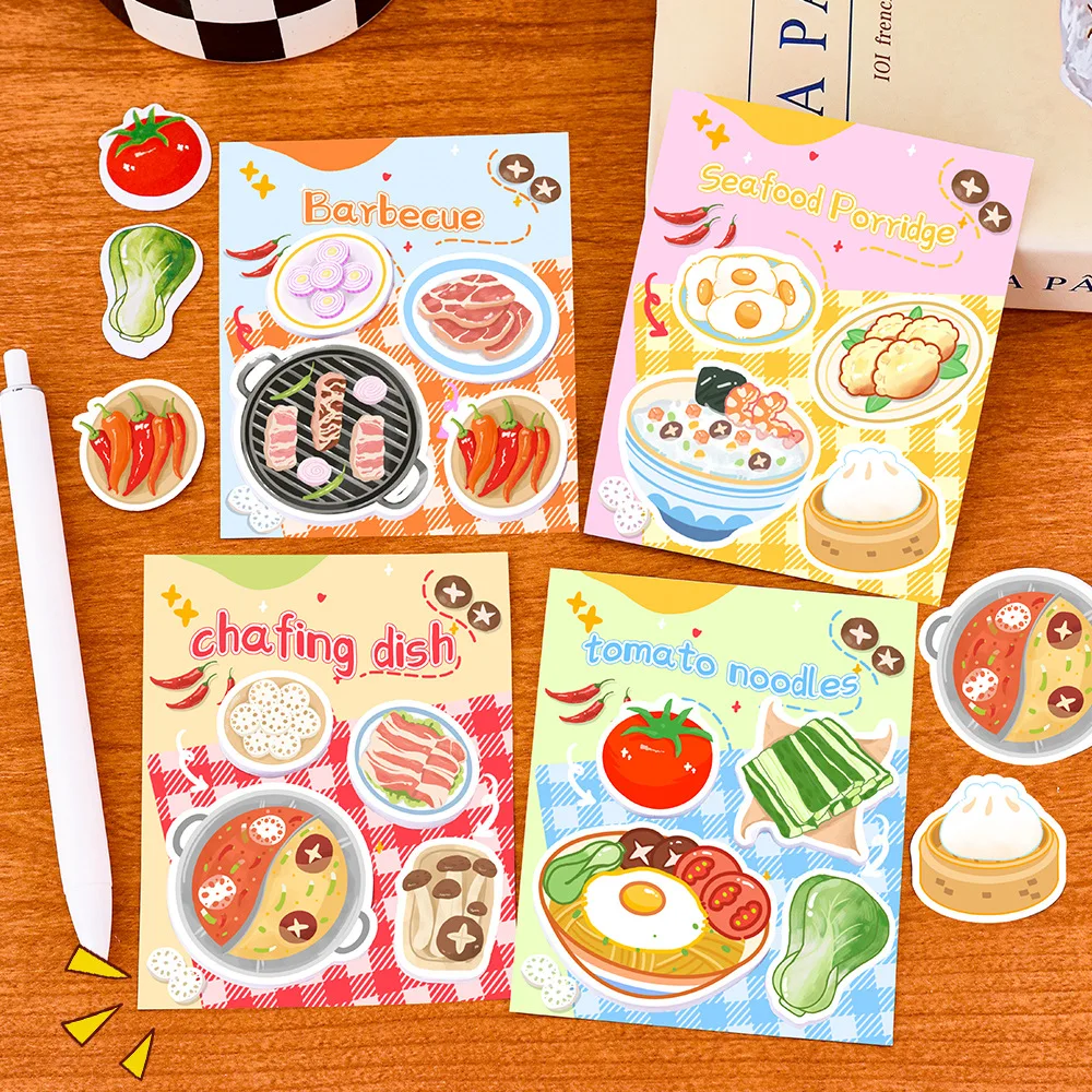 Juego de Notas Adhesivas Reutilizables con Temática de Comida para Estudiantes, Blocs de Notas con Diseños de Sushi y Postres, Material Escolar Divertido y Estético