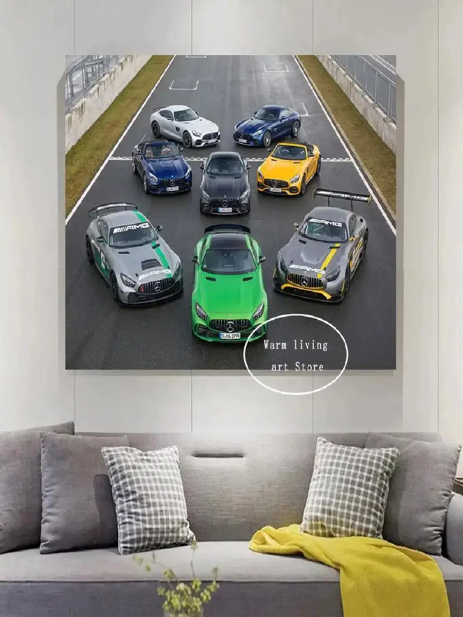 Luxury Black Industrial Mercedes AMG GTR Car Canvas Poster  Modern Wall Art for Living Room Home  Office Decor  Premium Prints