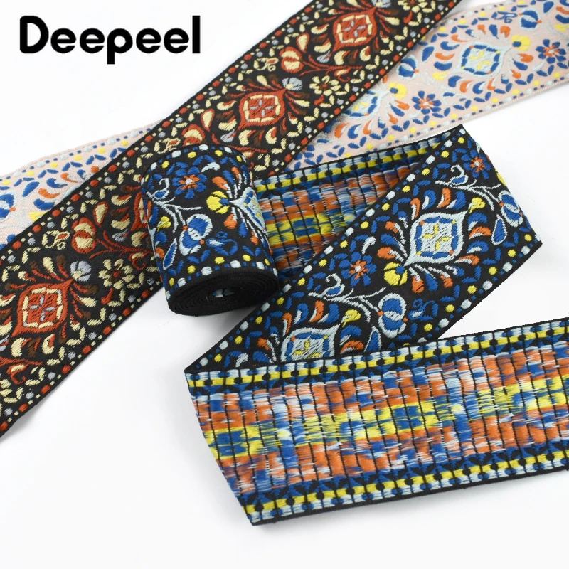 5/10Yards 5cm Ethnic Jacquard Webbing Bag Strap Decorative Braid Ribbon Band Garment Bias Binding Belt Sling Sewing Accessories 4