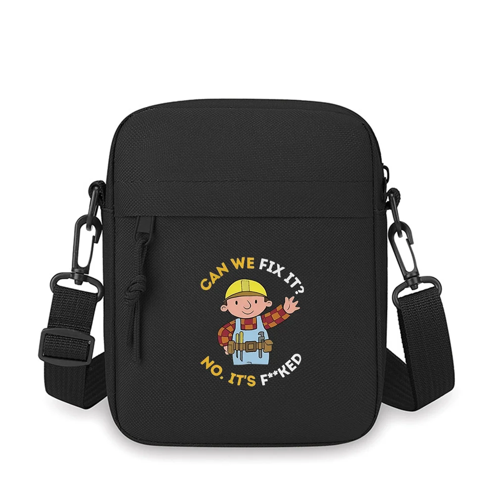 Bob the Builder,fix it,no it's f**ked Men Crossbody Bag Single Shoulder Women Cartoon Anime Film Printing Design Unisex