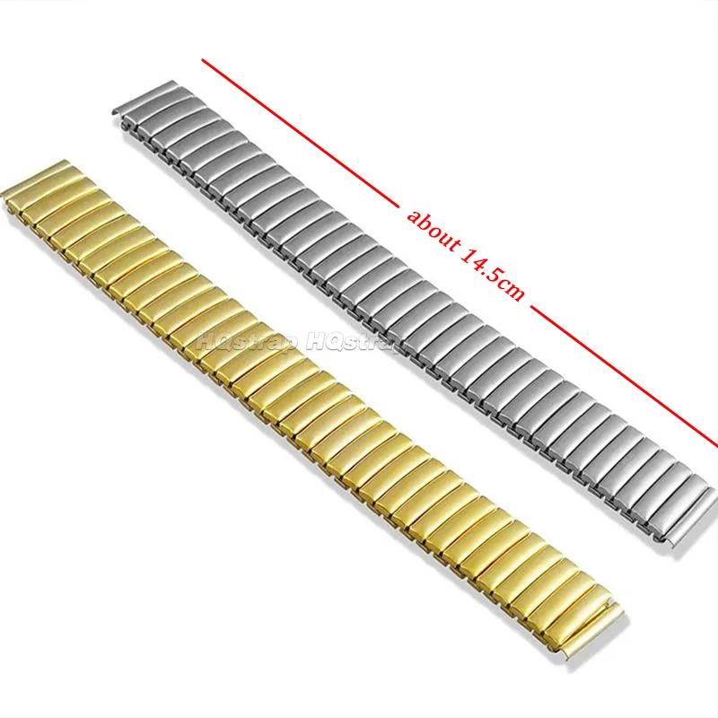 12mm 14mm 16mm 18mm 20mm 22mm Stainless Steel Strap Elastic Metal Stretch Expansion Watch Band Silver Gold Universal Bracelet