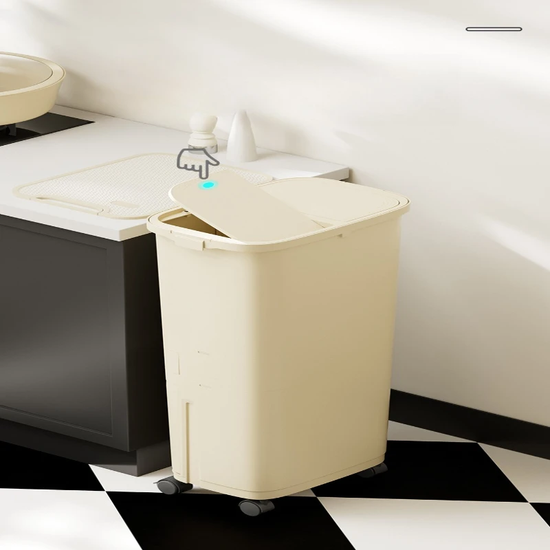 

Classified with Lid Waste Bins High-end Feel Pulley Press Dry-wet Separation Waste Bins Multi-functional Slit Home Basurero JTW