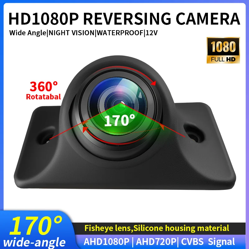 170° 1080P Car Rear View Camera,AHD/CVBS Signa, Waterproof Night Vision Backup Camera Adjustable Parking Guidelines for Car SUV