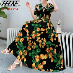 Abito donna Oversize estate 2024 Maxi lungo Boho Vestidos De Mujer abito con stampa in stile coreano abiti Casual da vacanza Vintage