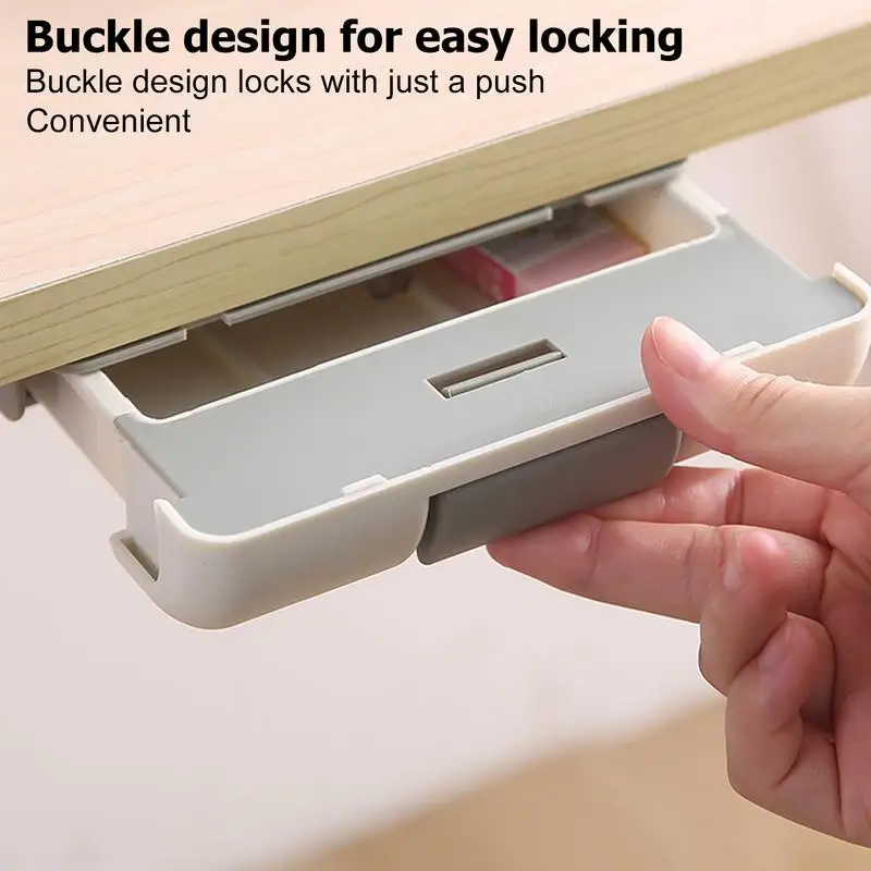 Storage Organizer For Under Desk Self-Adhesive Under Desk Storage Container Attachable Desk Organizer Under Shelf Drawer Pull