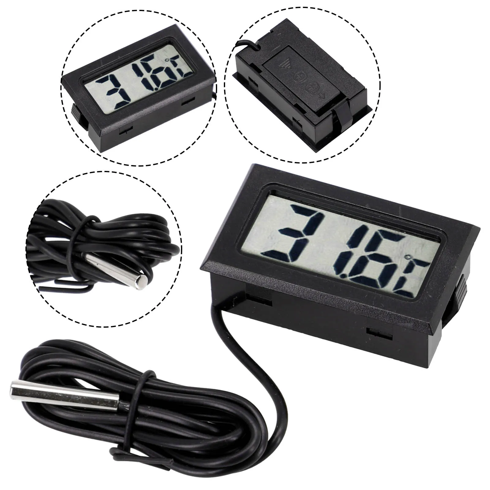 Digital Temperature Gauge Featuring Waterproof Probe and LCD Display for Various Temperature Measurement Needs