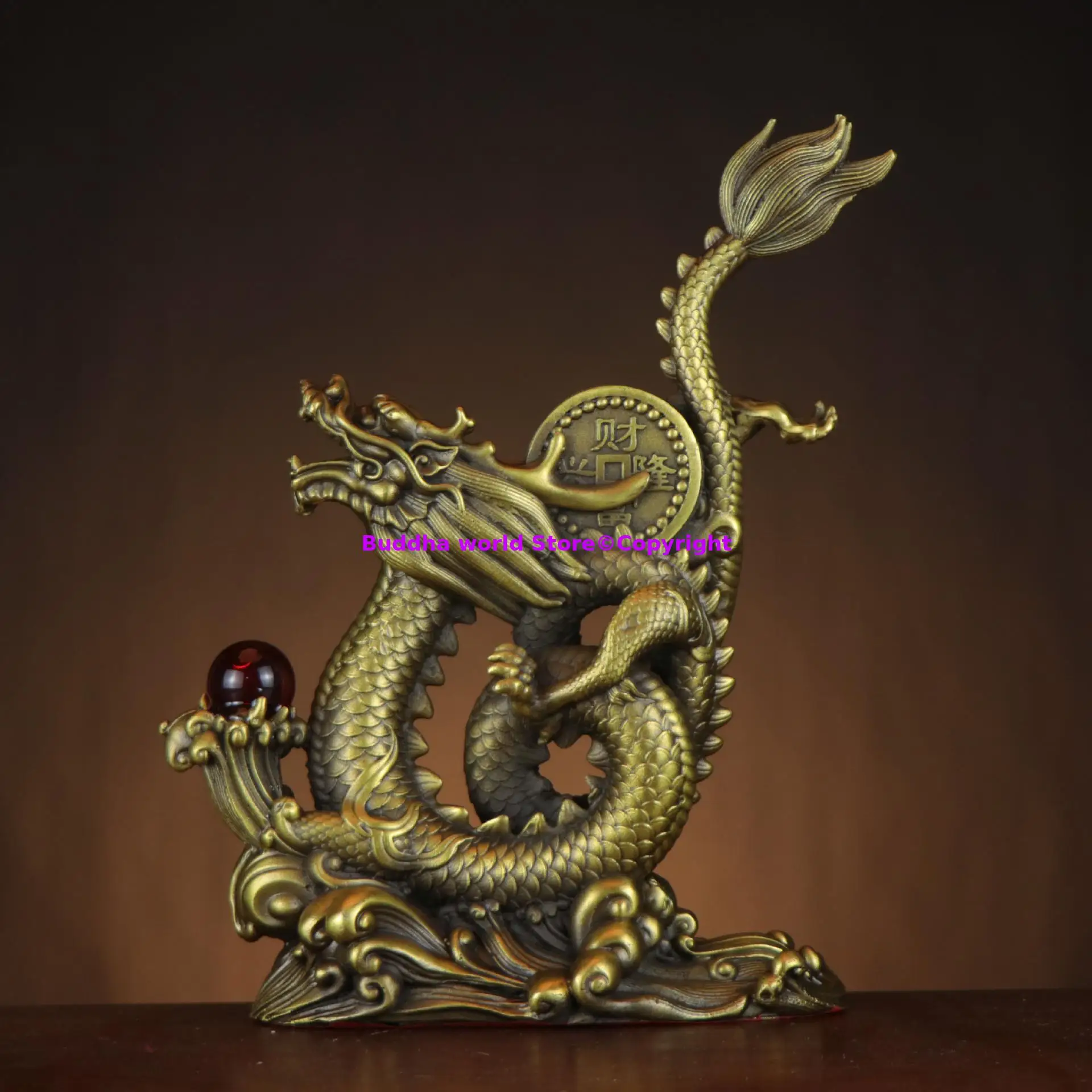 2025 Copper Recruiting wealth money fortune dragon bring good luck Auspicious ornament home office store good decorative