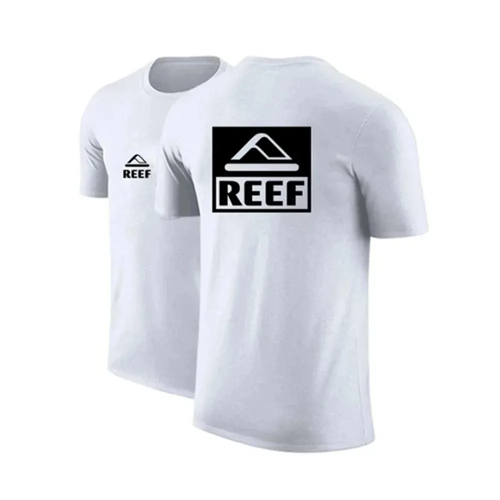 Reef Printing 2024 Men's New Summer Hot Solid Color Cotton T Shirt Casual Fitness Tshirt Outdoor Running Sport Short Sleeved Tee