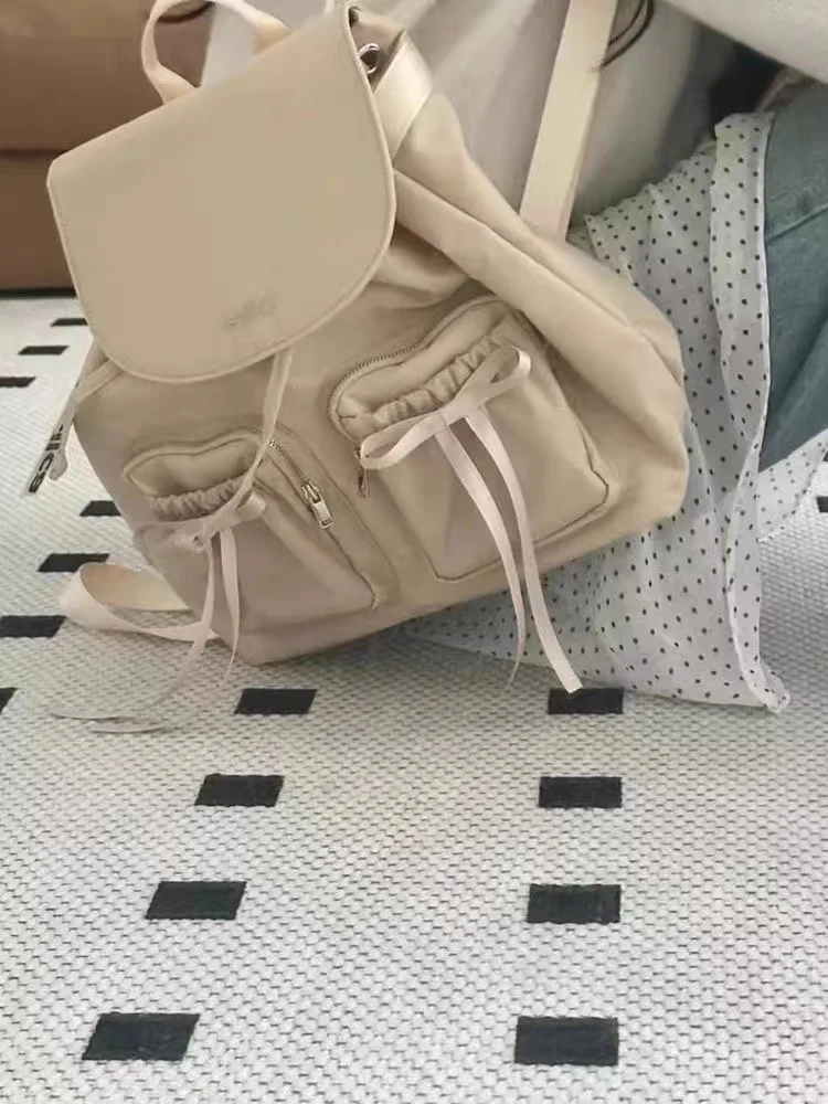 Mochila de gran capacidad con lazo para mujer, morral versátil de nailon con diseño de nicho