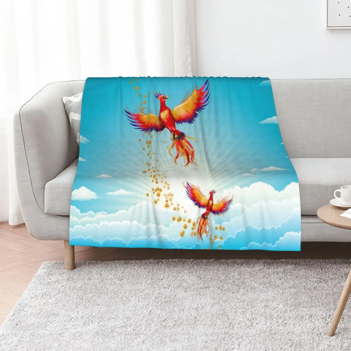 Phoenix Rising Throw Blanket Hair Bed covers Thins Stuffeds manga cosplay anime Blankets
