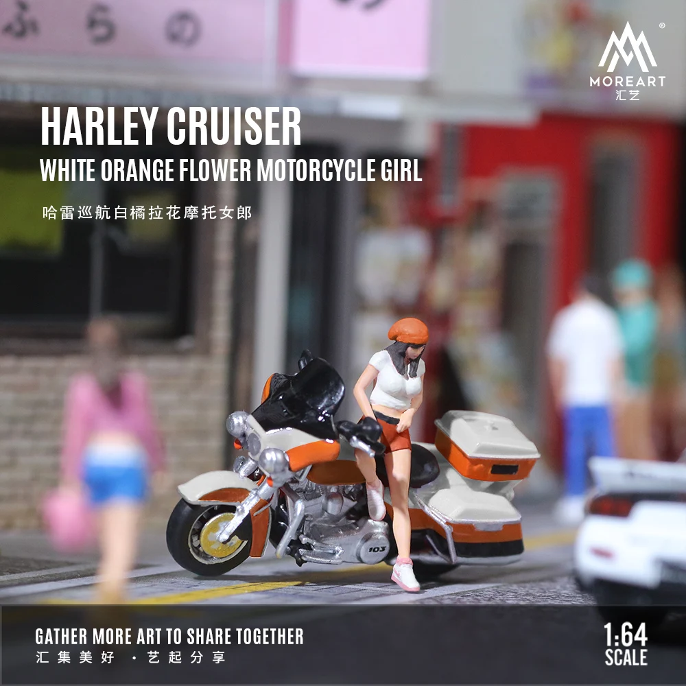 

Pre-order *TimeMicro+MoreArt 1:64 Harley Cruise White Orange Drag Motorcycle Girl Doll Set - shipping in December