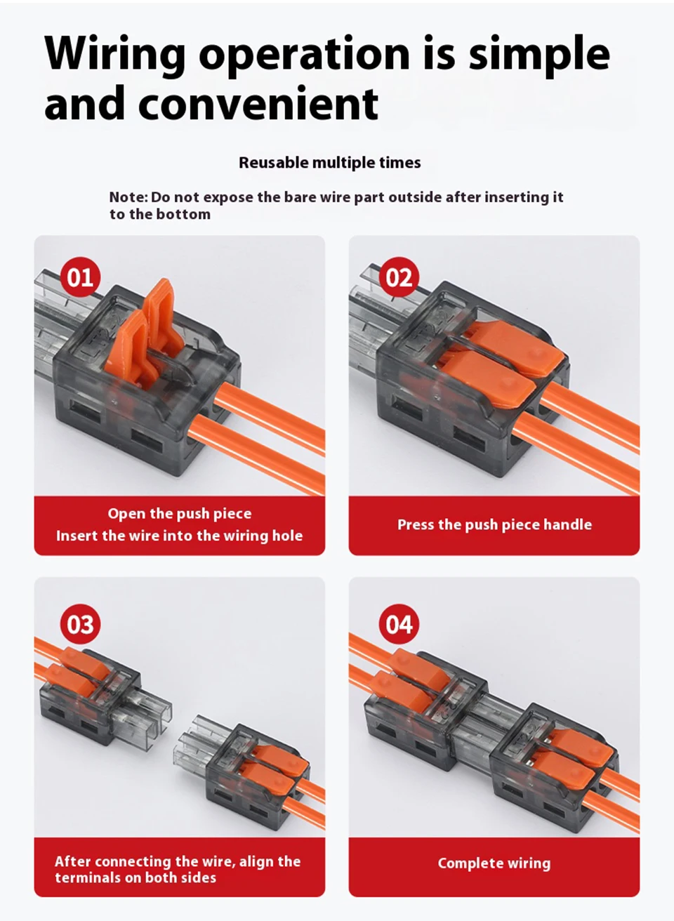 Schnellverbindungs-Klemmenblock 2/3-polig, Kabel-Zwischenverbinder, Stecker und Buchse, Press-Typ, Universeller Lampenanschluss – Detail 7