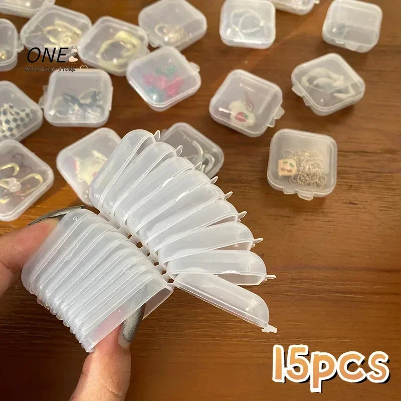 15/5pcs Mini Clear Plastic Storage Box Jewelry Storage Case Transparent Storage Organizer Multifunctional Portable Storages