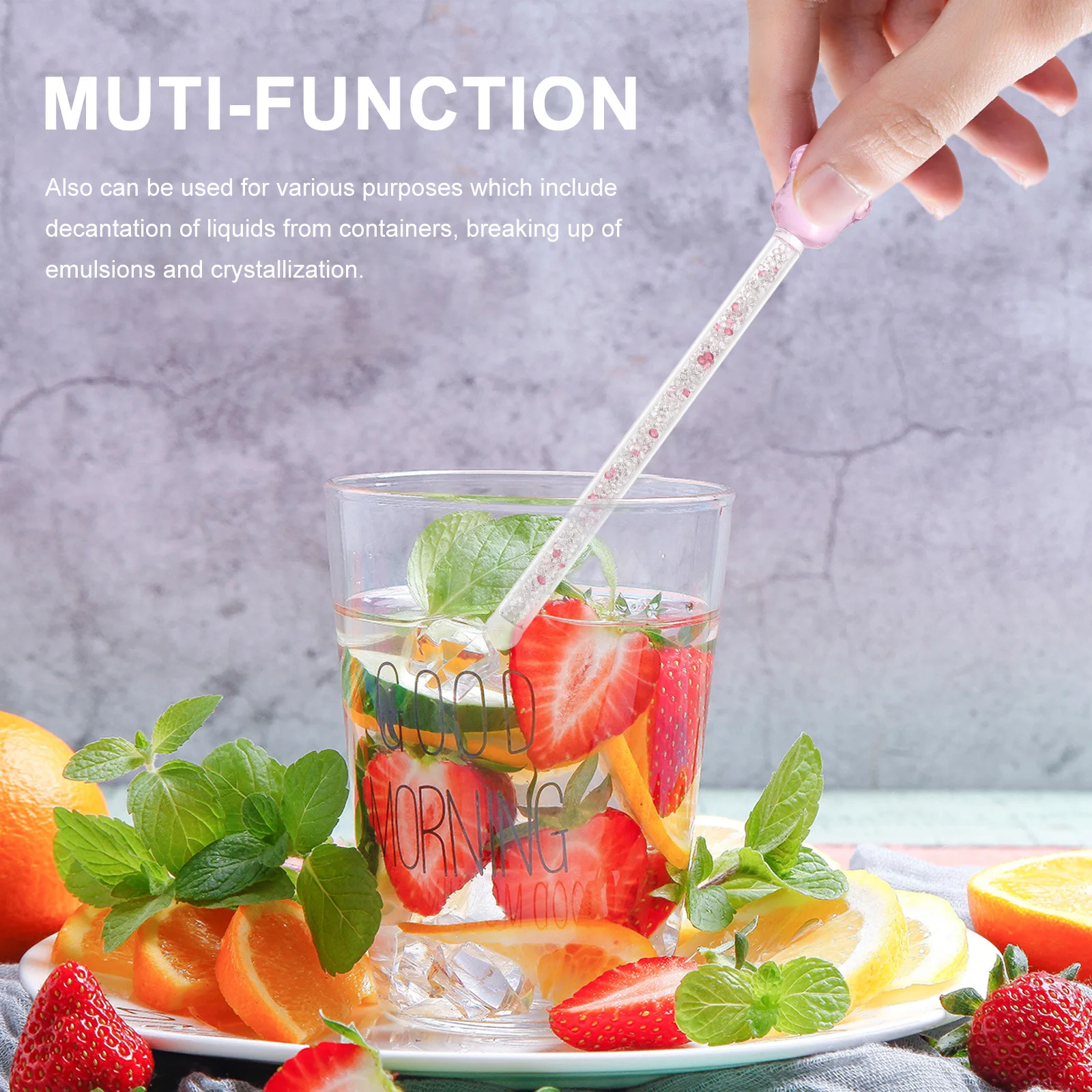 

Glass Stirring Rod Clear Hardened Shape Multi-Function Cocktail Drink Mixer Easy Clean Glass Stick Borosilicate Stirrer
