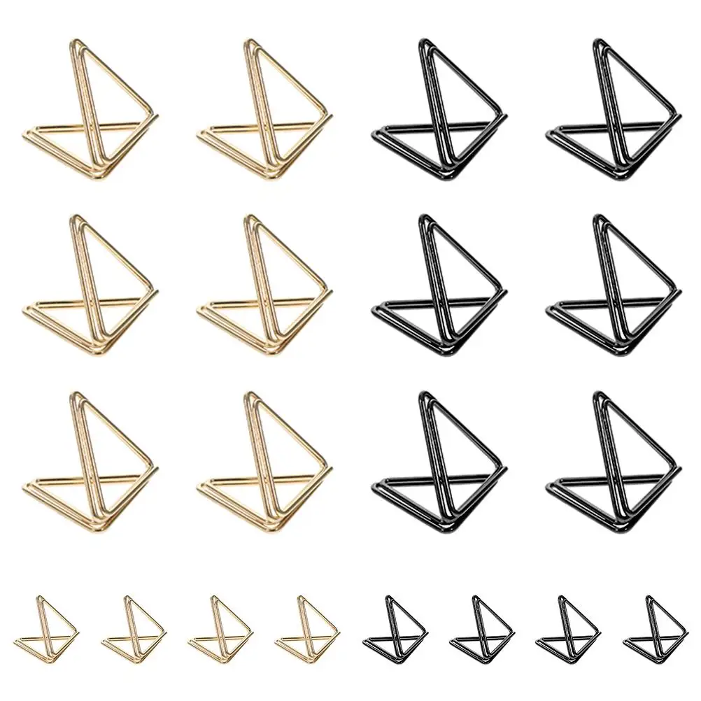 30 Pcs Large Size Mini Memo Holder Paper Clips Aluminum Alloy Note Binder Triangle Shape Card Display