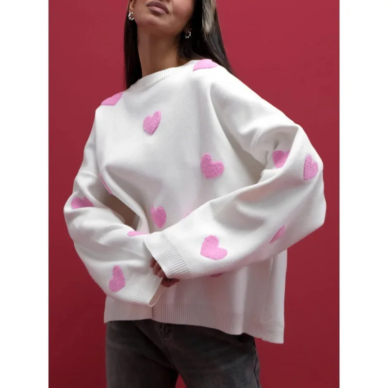 

Свободный повседневный вязаный свитер женский 2025, простой длинный свитер с воротником-стойкой, цветной топ, модная осенняя одежда