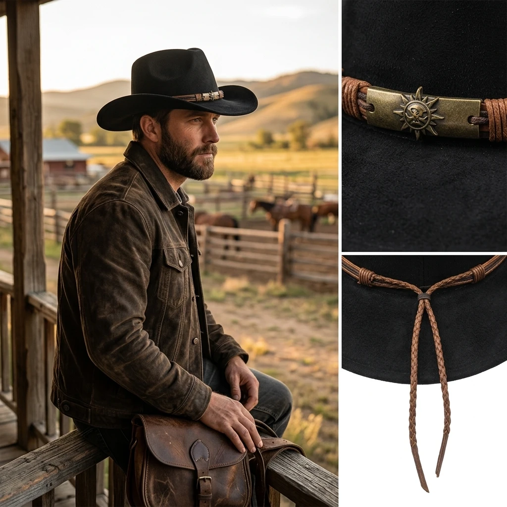 Western Cowboy Hat Jazz Knight Hats For Men Ethnic Style Felt Hats With Bull Shaped Decor Grassland Country Hat Sombrero