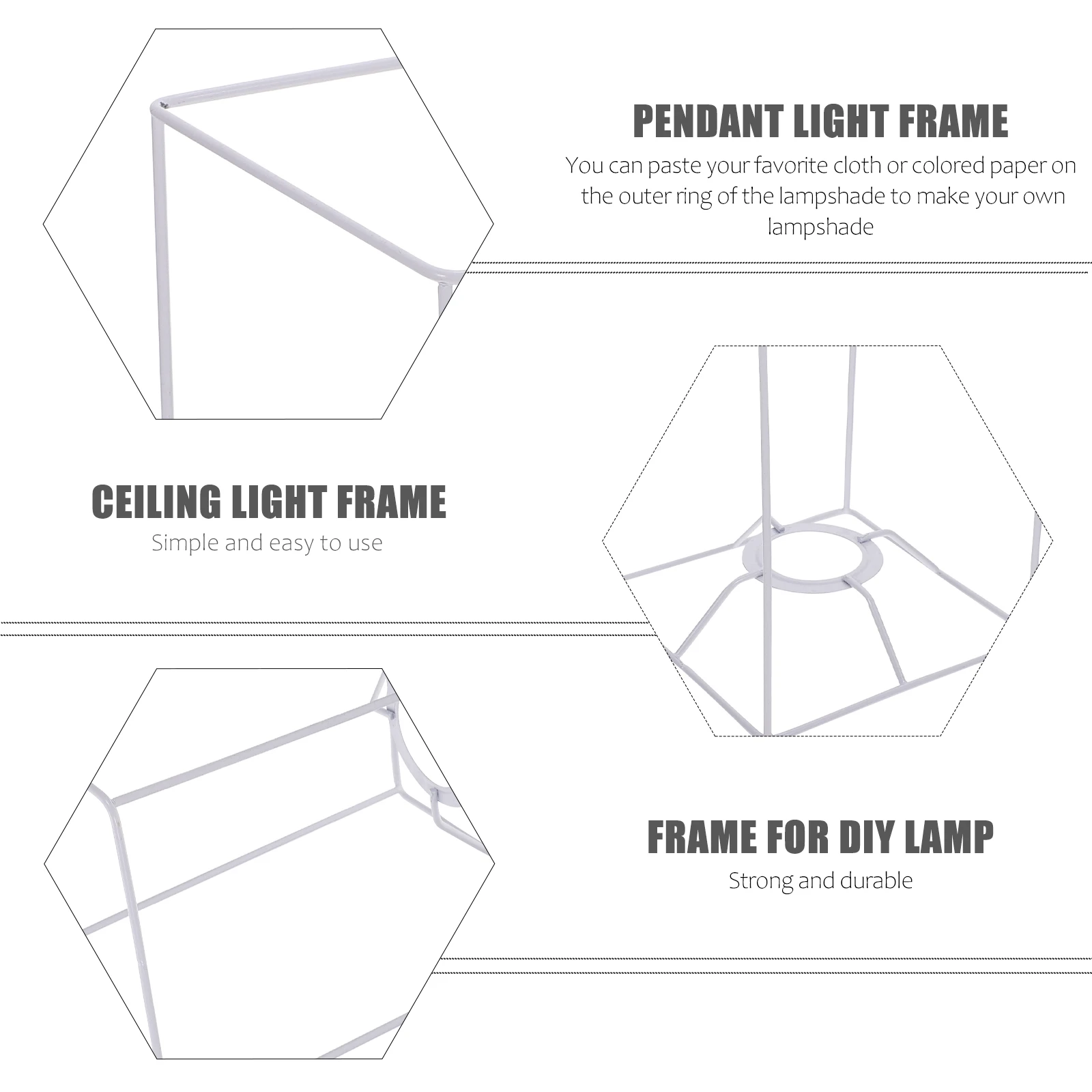 

Lampshade Stand Iron Frame for DIY Chandelier Pendant Light Frames Sturdy Smooth Surface Anti Rust Long Lasting