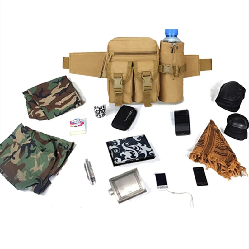 2024 New Waist Pack Tactical Nylon Hiking Water Bottle Phone Bag Outdoor Sports Hunting Climbing Camp Belt Bag