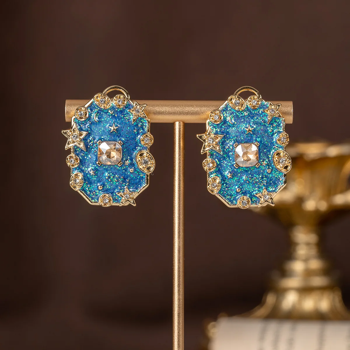 vintage Sparkling enamel marine stud earrings personalized earrings star-studded diamond  earrings