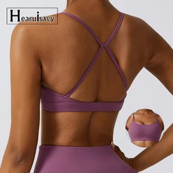 Hearuisavy-Soutien-gorge de sport croisé pour femme, haut d'entraînement, course à pied, yoga, sous-vêtements d'entraînement, fitness, vêtements de yoga sexy, commandé