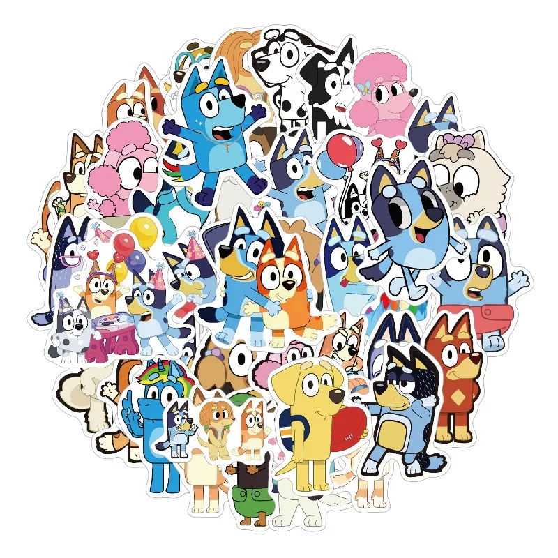 

50Pcs/set Cartoon Blueys Family Animation Sticker DIY Phone Laptop Luggage Waterproof Skateboard Graffiti Decals Fun for Gifts