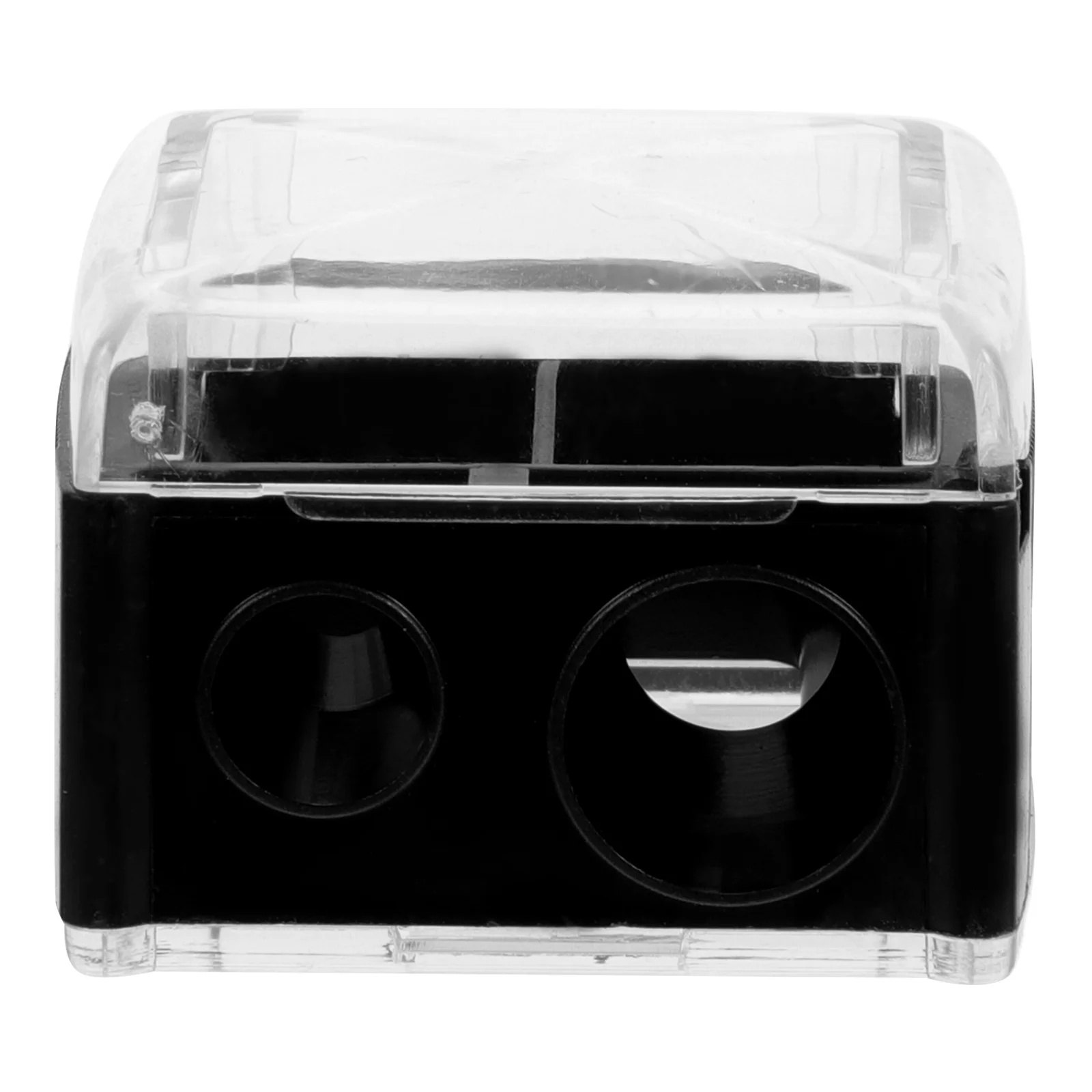 1pc Double Hole Pencil Sharpener Pencil Sharpener for Eyebrow Lip Liner Eyeliner(Black)