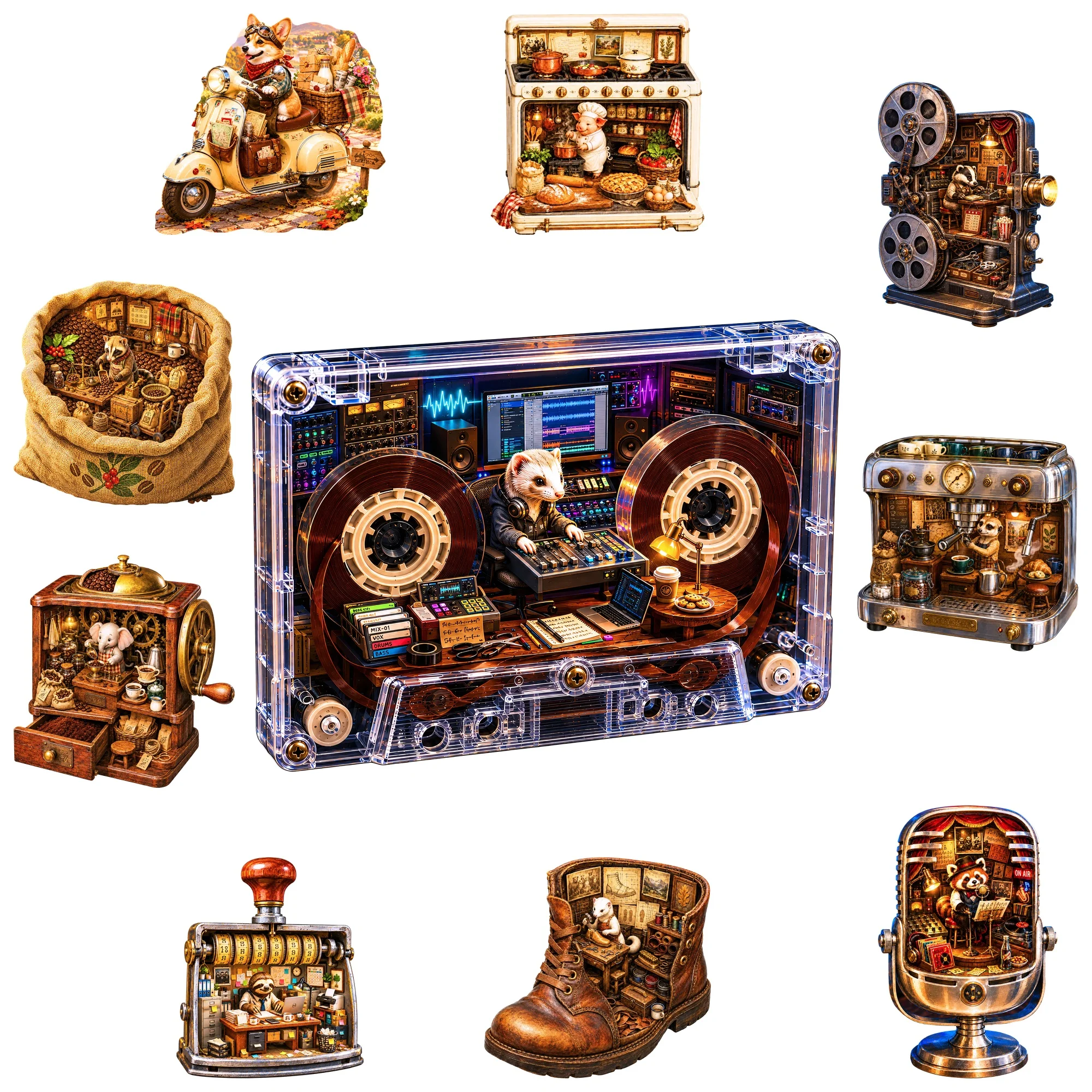 Cassette Flat Wooden Puzzle Brain Teaser Animal Jigsaw Puzzle Tabletop Puzzle Game Gift for Any Occasion Gift for Teens Kids