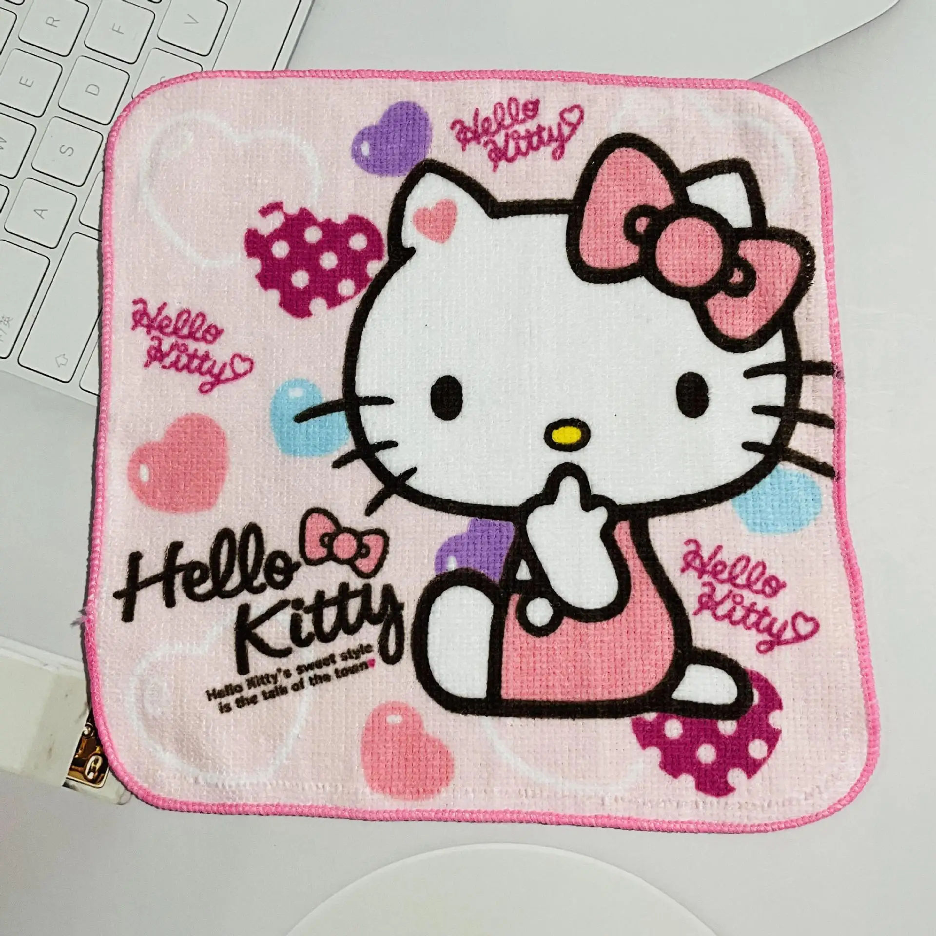 20x20cm Sanrio Hello Kitty Kawaii Cartoon Pink Kitten Girls Cotton Small Square Face Towel Toddler Hand Towels Baby Saliva Towel