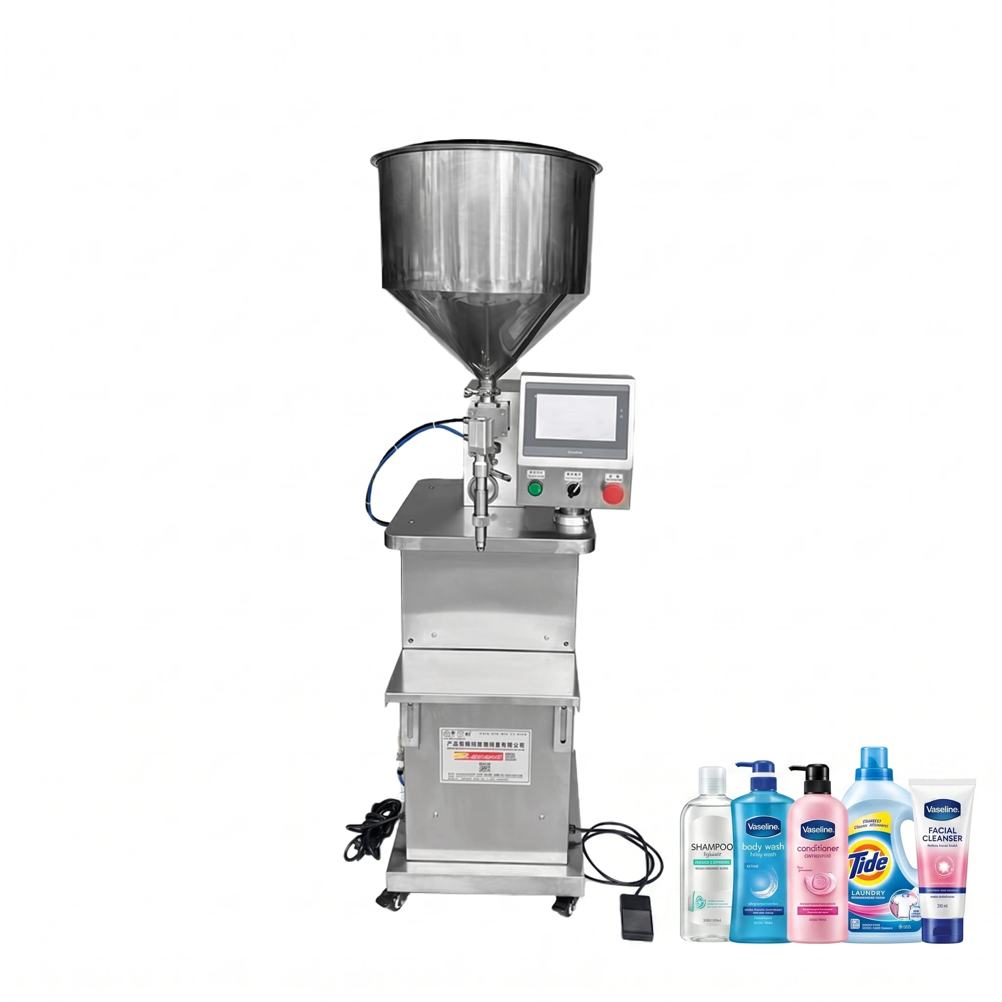 Semi-automatic Vertical Servo Paste And Liquid Filling Machine With Energy Saving PLC Control Metal Packaging 1 Year Warranty