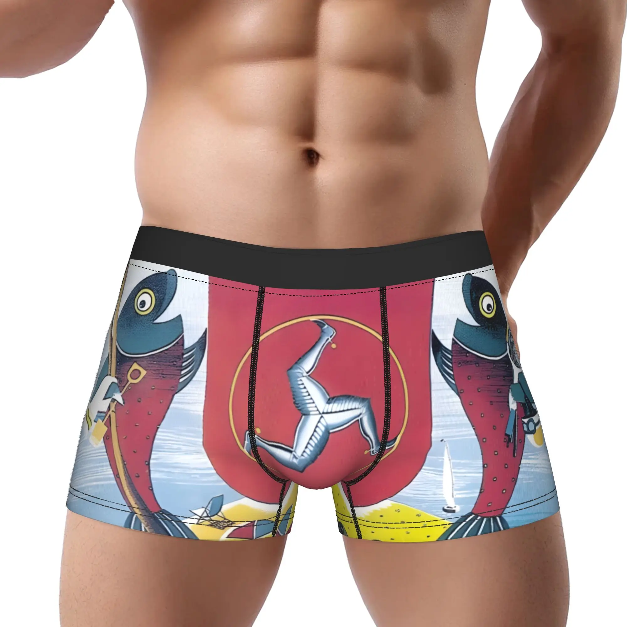 Isle Of Man Underpants Breathbale Panties Men's Underwear Isle Of Man Print Shorts Boxer Briefs