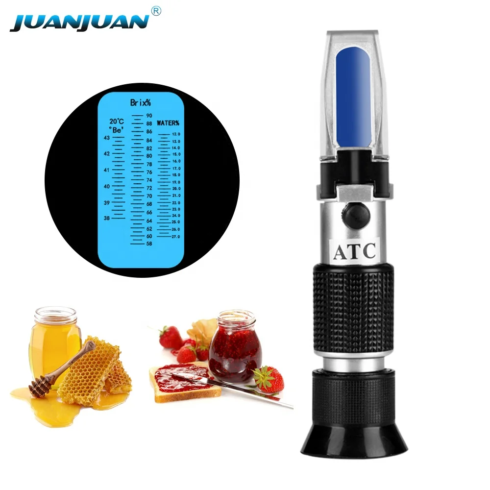 Handheld 58-92% Fruit Honey Maple Syrup Sugary Drink Brix Compensation Refractometer for Measuring Sugar Content