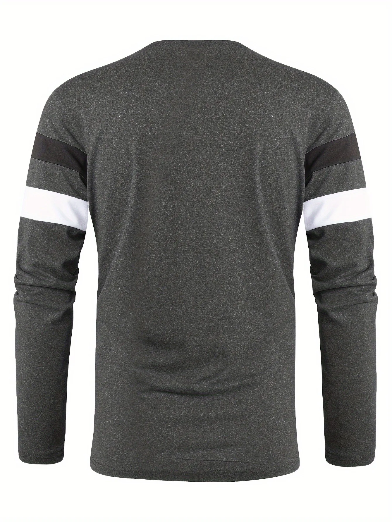 Spring and Autumn Men's Sports Long Sleeve Crew Neck T-Shirt Polyester with Color Block Details Micro Stretch Knit Casual Sport