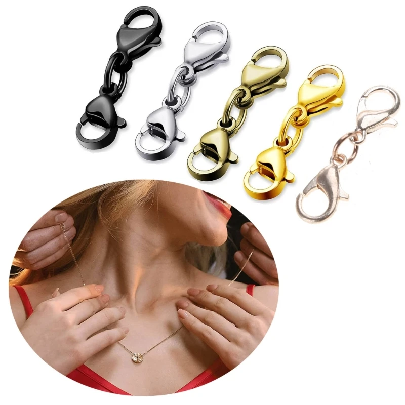 8 Pcs Double Lobster Clasps Small Necklace Bracelet Extenders Double Claw Connector Jewelry Extension Clasp Easy to Use