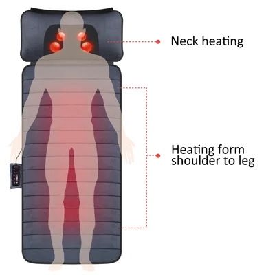 سرير تدليك كهربائي فراش وسادة وسادة شياتسو كامل الجسم الحرارة الاهتزاز قابل للتعديل تدليك فراش #2