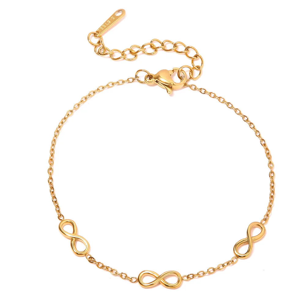 

Stainless Steel PVD 18K Gold Plated Tarnish Waterproof Eight Linked Bracelet For Woman Jewelry Wholesale Trendy INS