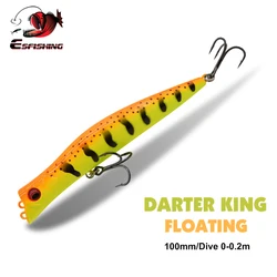 ESFISHING Floating Fishing Lures Popper Darter King 100mm 9.5g Two Dive Professional hard Baits Top Water