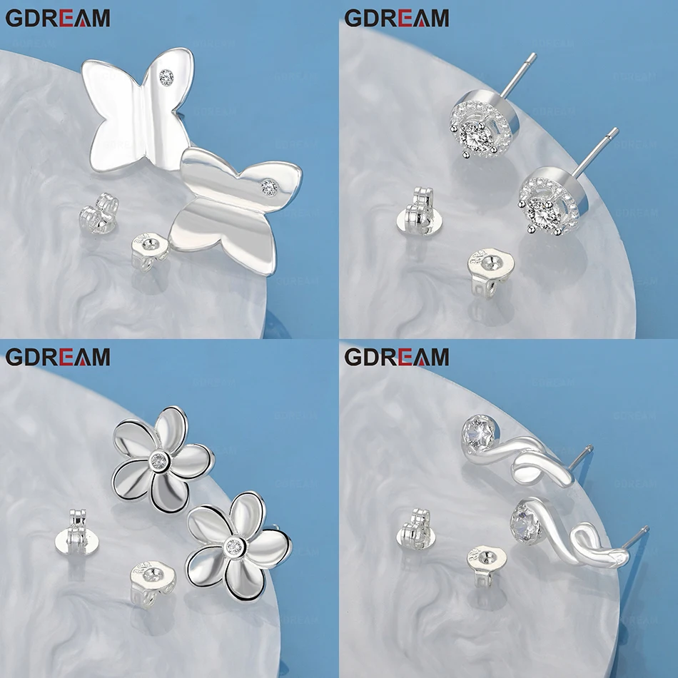 

Серьги GDREAM из стерлингового серебра 925 пробы с одним бриллиантом и пятью лепестками, женские индивидуальные аксессуары в стиле ретро, вечерние украшения