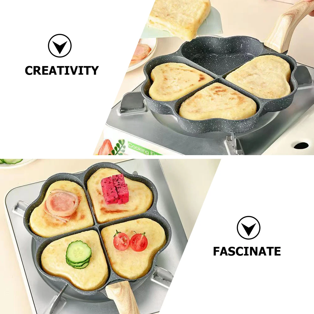 

Household Egg Frying Pan Non-Stick Multi-Function Pancake Pan Wooden Handle Reusable Frying Accessories Egg Accessory