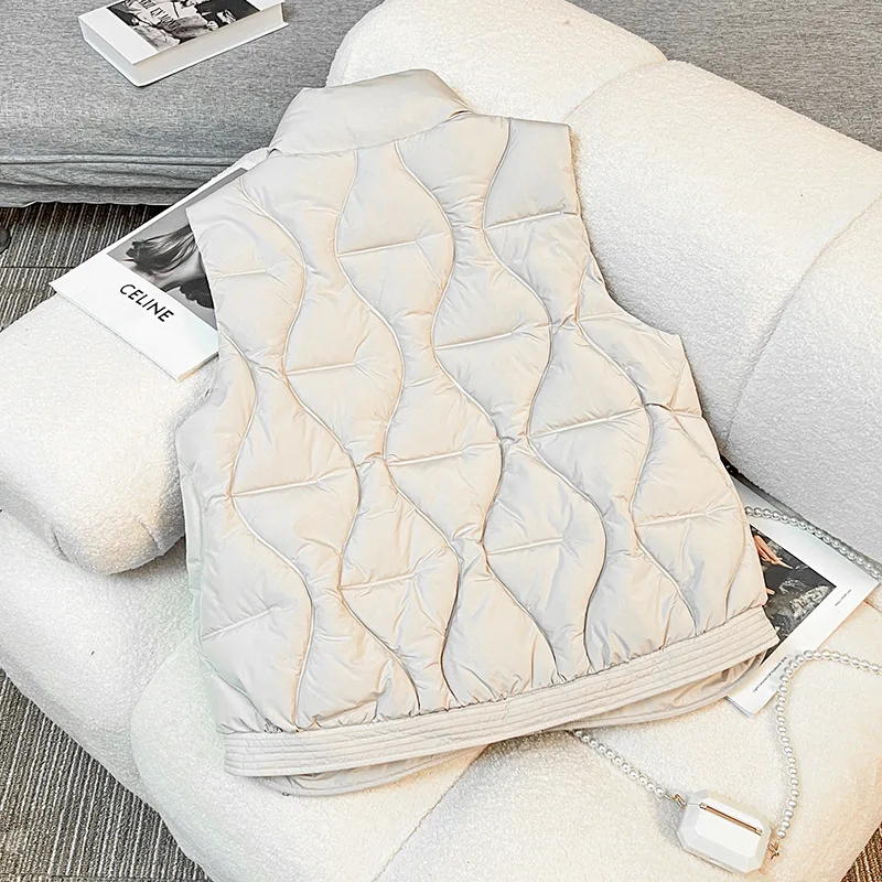 PinkyIsBlack Women Autumn Winter Short Down Cotton Vest Stand Collar Warm Casual Sleeveless Coat Outdoor Quilted Jackets Clothes