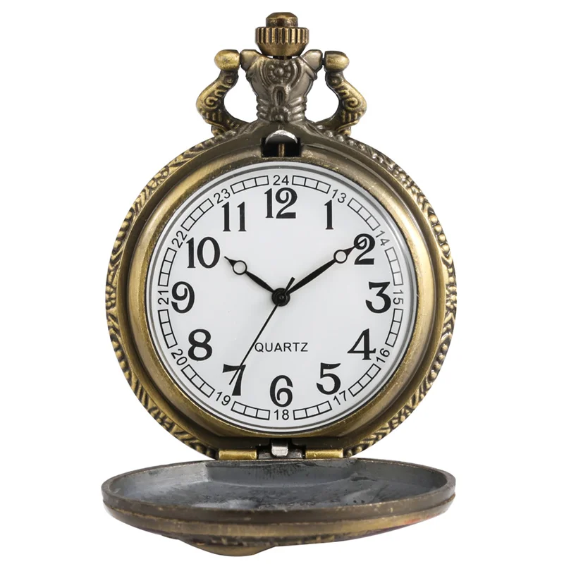 Vintage Bronze Giant Panda Pocket Watch Chinese National Treasure Pattern Quartz Watch with Chain for Men Women Souvenir