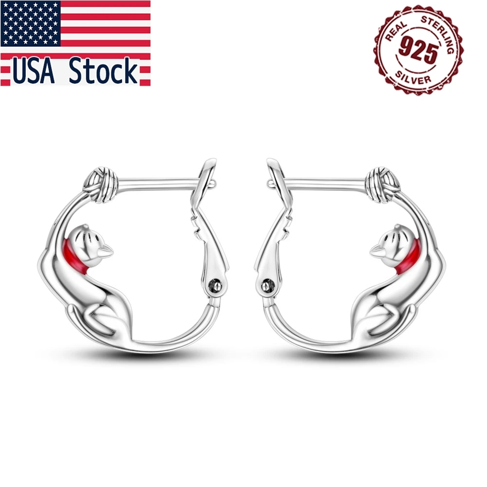 

Orstarry 925 Sterling Silver Cute Woolen Ball Cat Earrings Jewelry Hoop Earrings For Women Jewelry Birthday Party Trendy Gifts