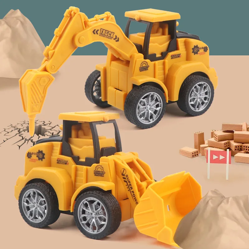 Jouets de voiture d'ingénierie de simulation d'inertie pour enfants, presse fœtale, ding, plastique, EbBulldozer, rouleau de route, jouets de puzzle pour garçons, cadeaux